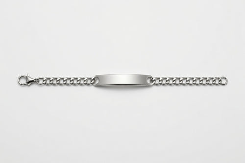 Bracciale targhetta acciaio MAI SOLA MAI, bracciale intero