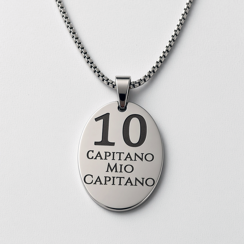 Collana ovale acciaio, vista frontale
