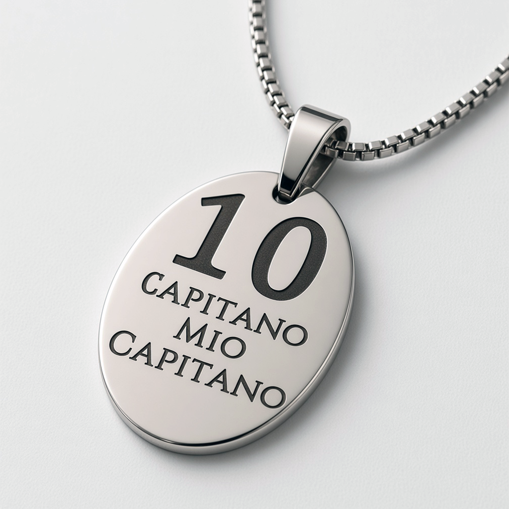 Ciondolo ovale Capitano Mio Capitano su sfondo chiaro