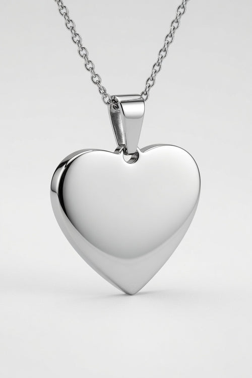 Collana cuore in acciaio personalizzabile MAI SOLA MAI, vista frontale