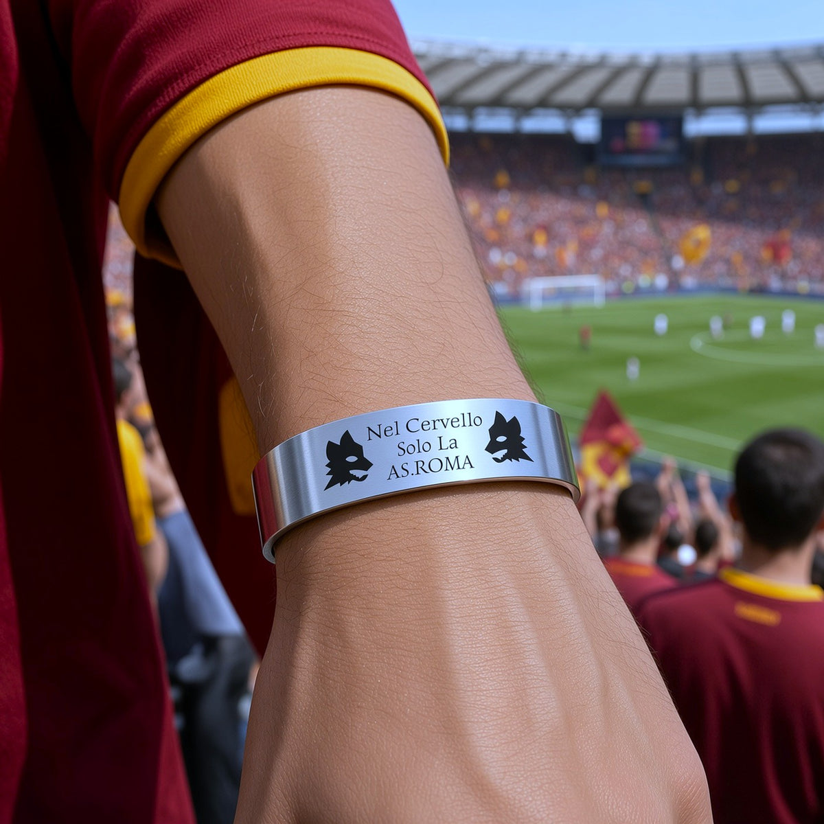 Bracciale Rigido "Nel Cervello Solo la Roma" — MAI SOLA MAI