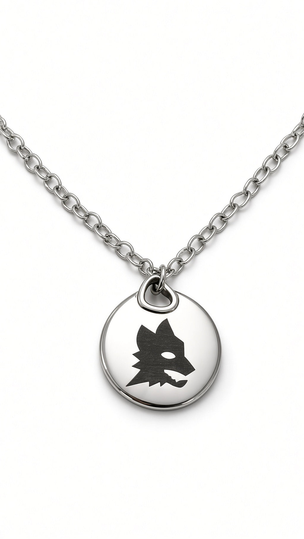 Collana medaglietta lupo MAI SOLA MAI acciaio