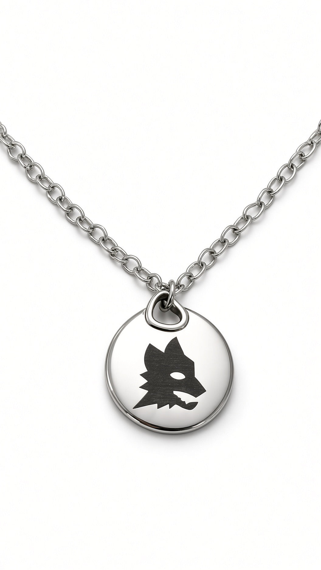 Collana medaglietta lupo MAI SOLA MAI acciaio