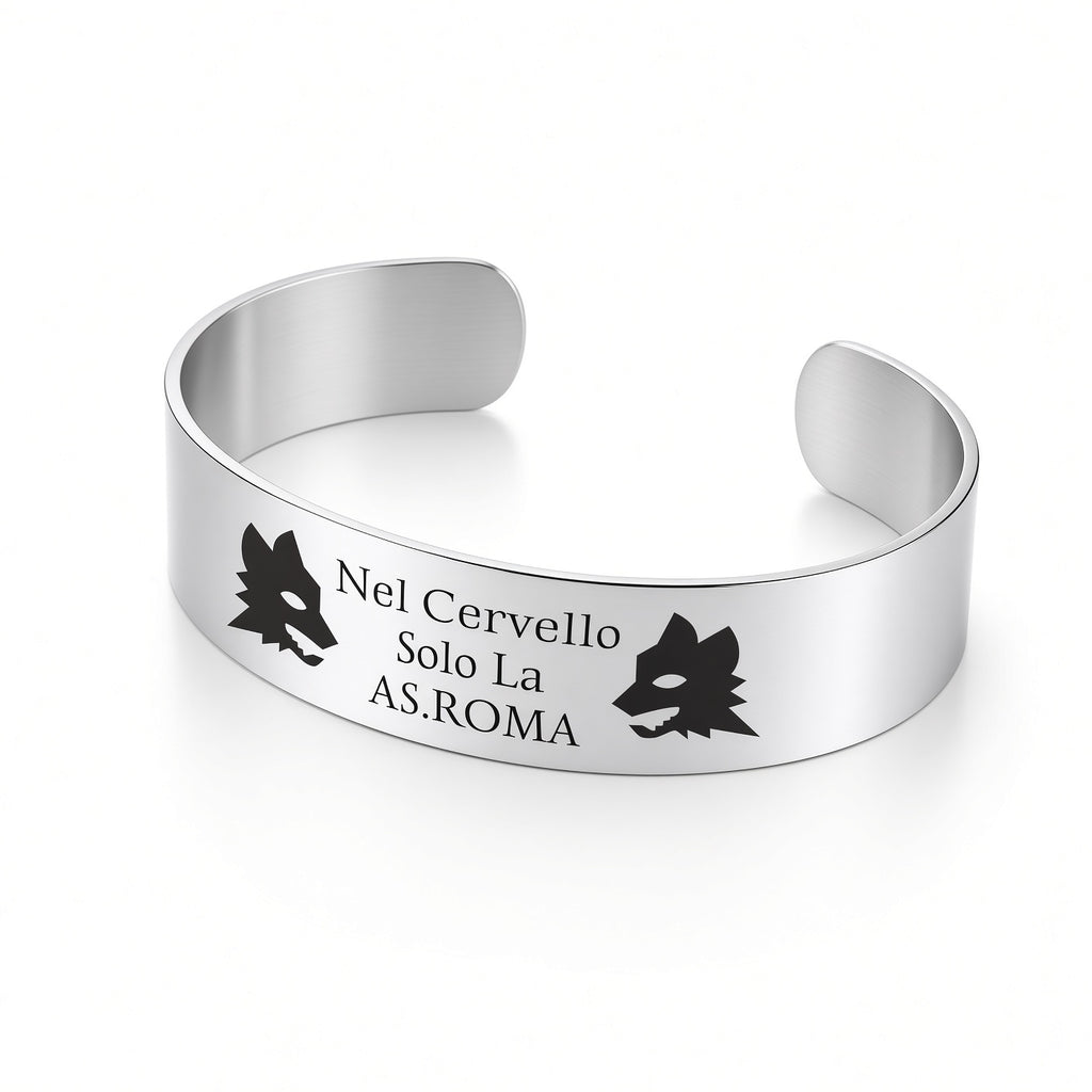 Bracciale rigido acciaio lupi vista laterale