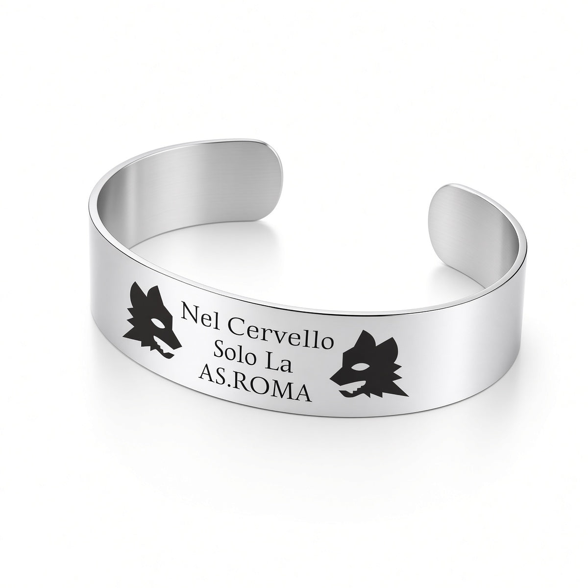 Bracciale rigido acciaio lupi vista laterale