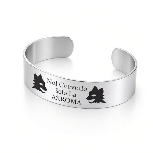 Bracciale rigido acciaio lupi vista laterale