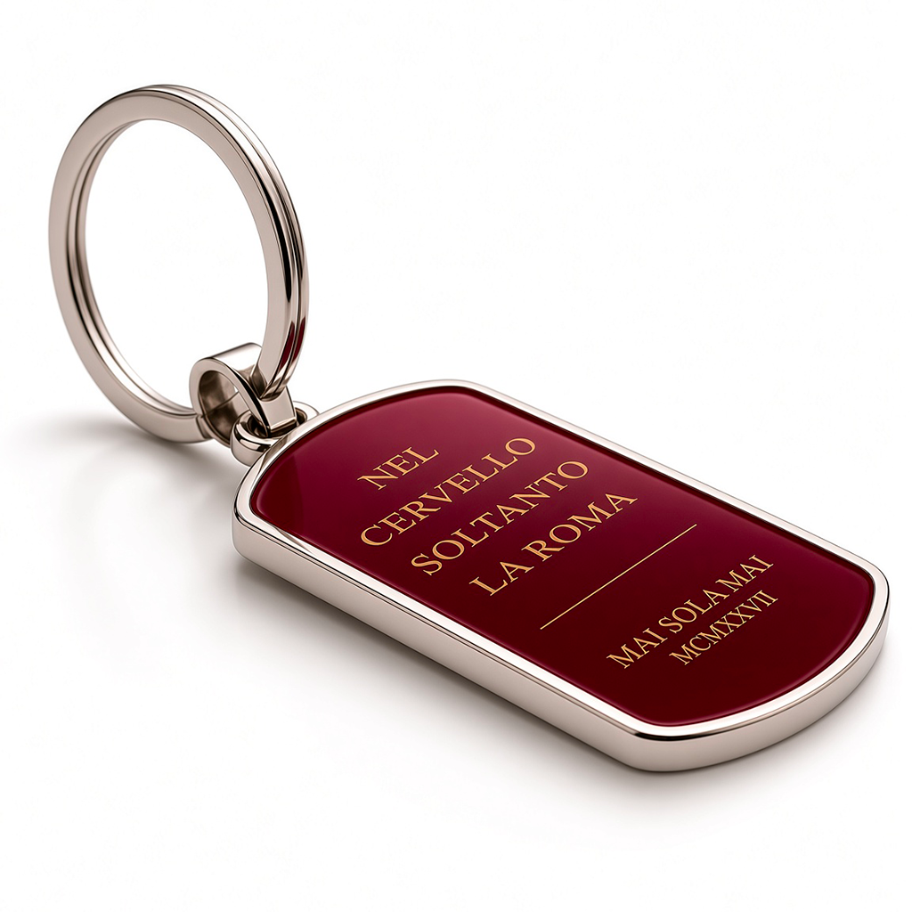 Portachiavi bordeaux dog-tag giallorosso