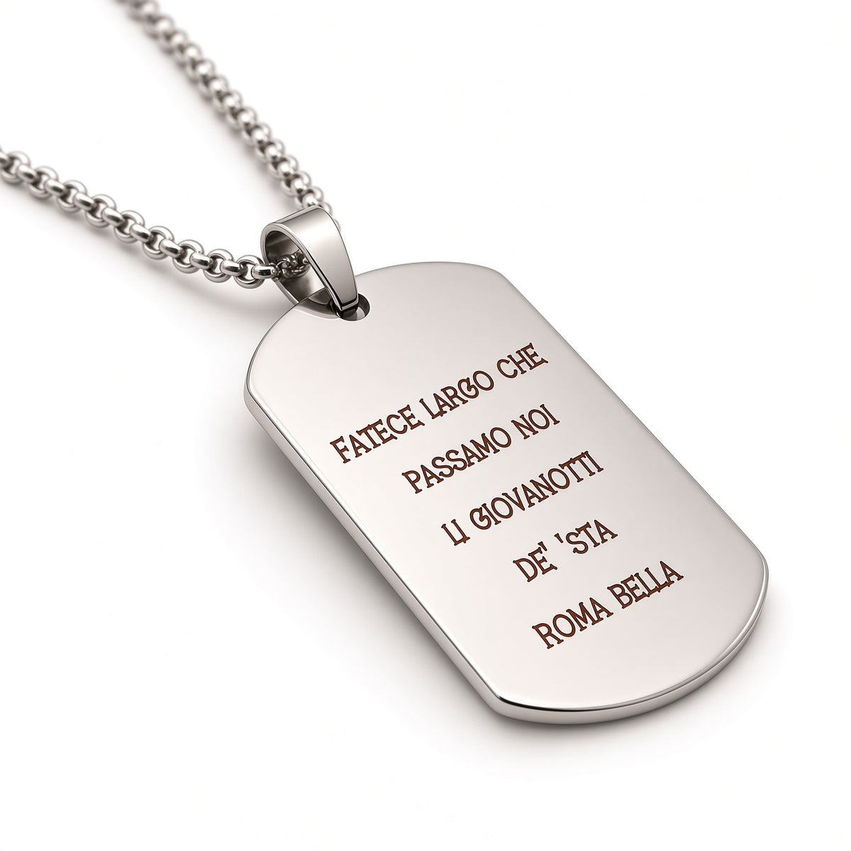 Collana dog-tag acciaio dettaglio