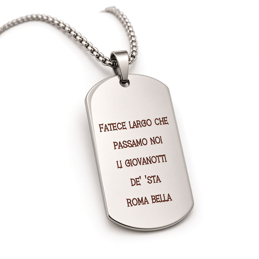 Collana dog-tag Roma incisione