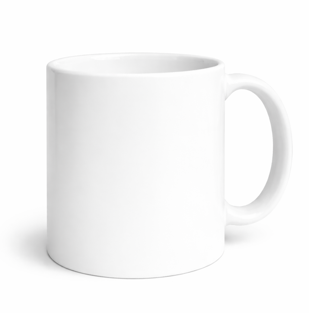 Tazza bianca personalizzabile MAI SOLA MAI, manico a destra