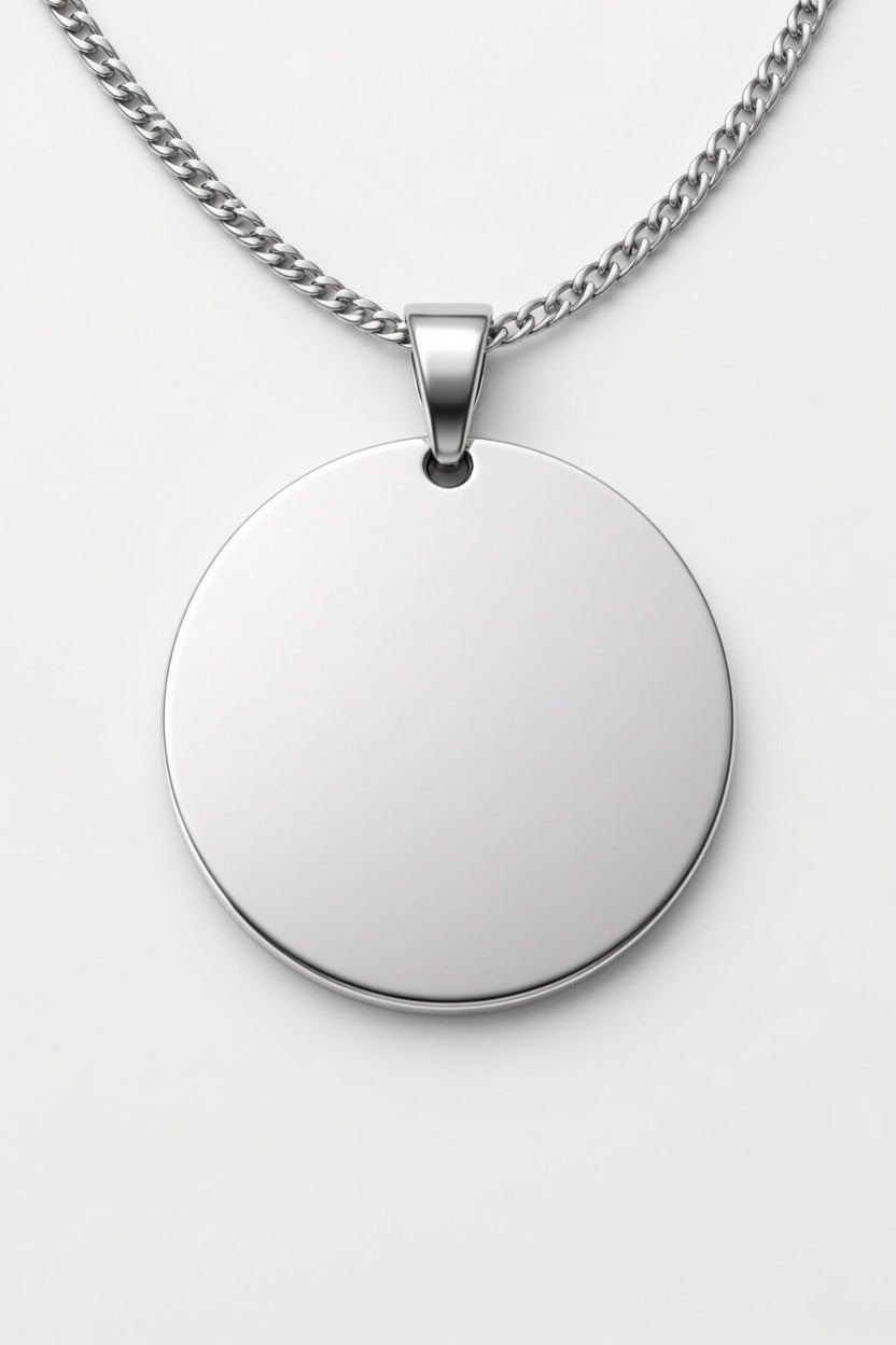 Collana tonda in acciaio personalizzabile MAI SOLA MAI, vista frontale