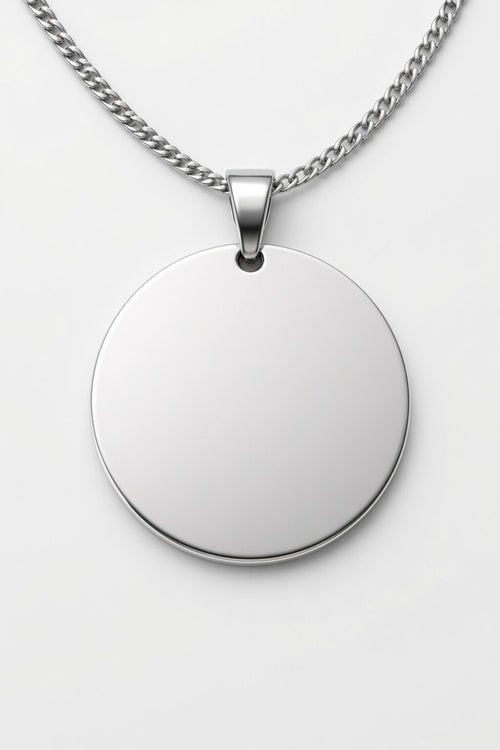 Collana tonda in acciaio personalizzabile MAI SOLA MAI, vista frontale